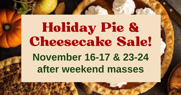 Holiday Pie & Cheesecake Sales